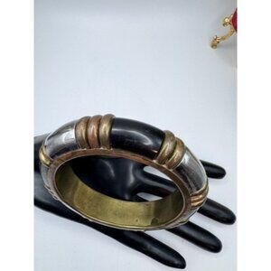 Vintage Mid-century  Tricolor Bracelet- Gorgeous Bangle Bracelet Mix Materials